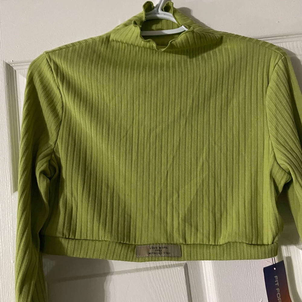 SHEIN long sleeve crop top, green, size Large